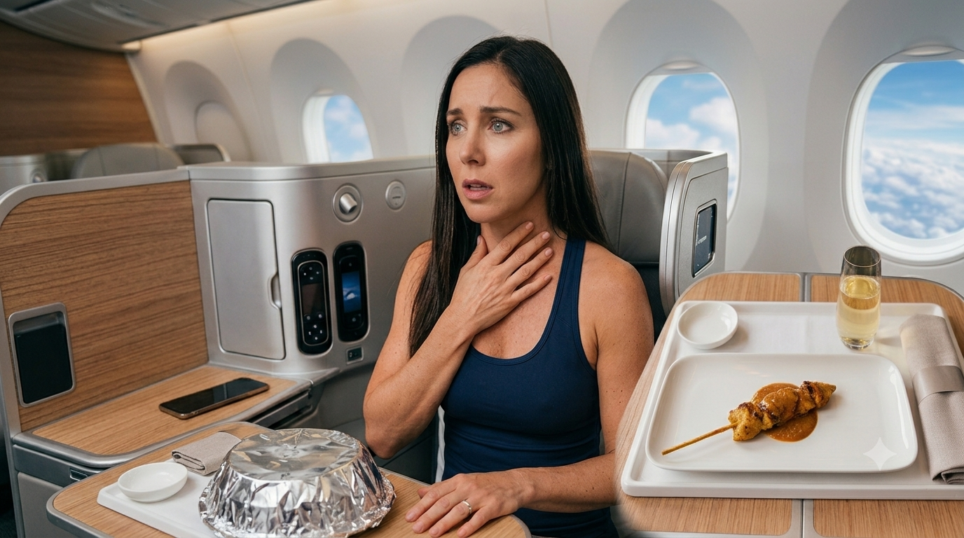 The 3.8cm Satay Stick Scandal: When Business Class Goes Badly Off-Script