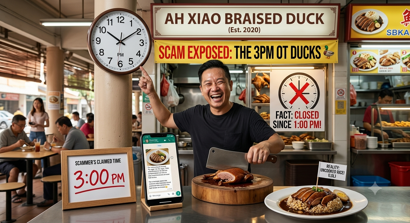 Scammer Try To Extort Braised Duck Stall, Forget To Check Opening Hours First! (Wah Lau Eh!)